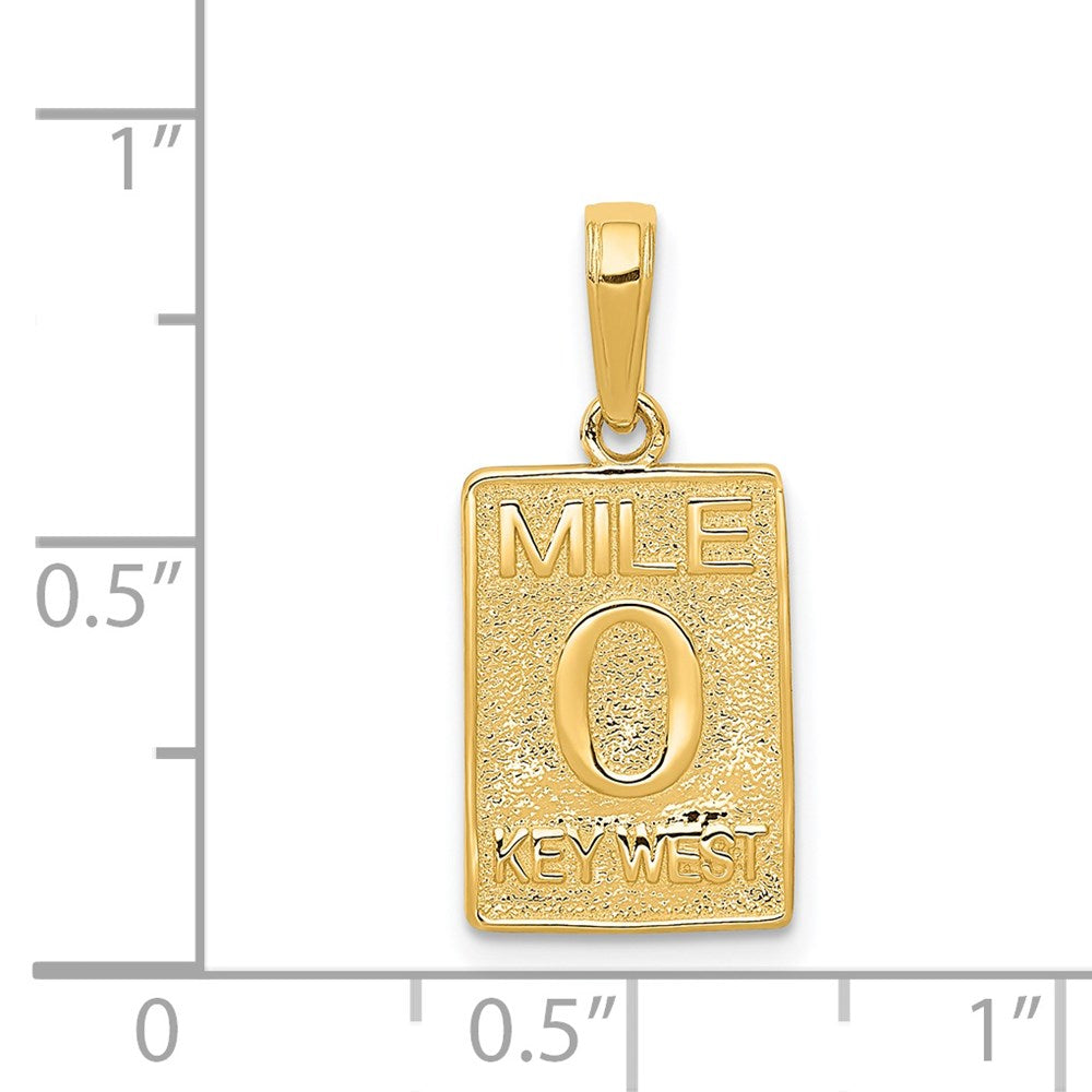 14k Yellow Gold Mile 0 KEY WEST Mile Marker Pendant