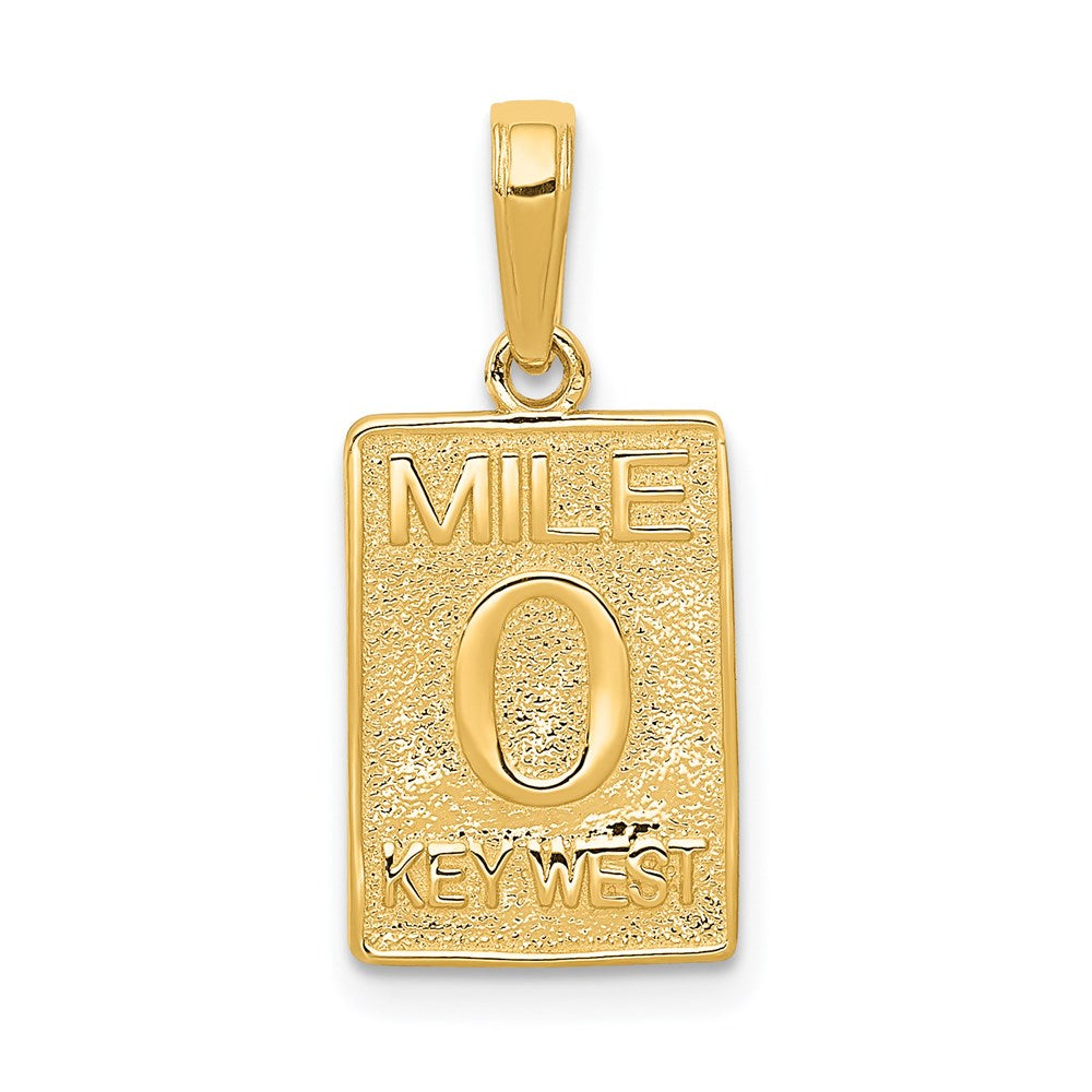 14k Yellow Gold Mile 0 KEY WEST Mile Marker Pendant