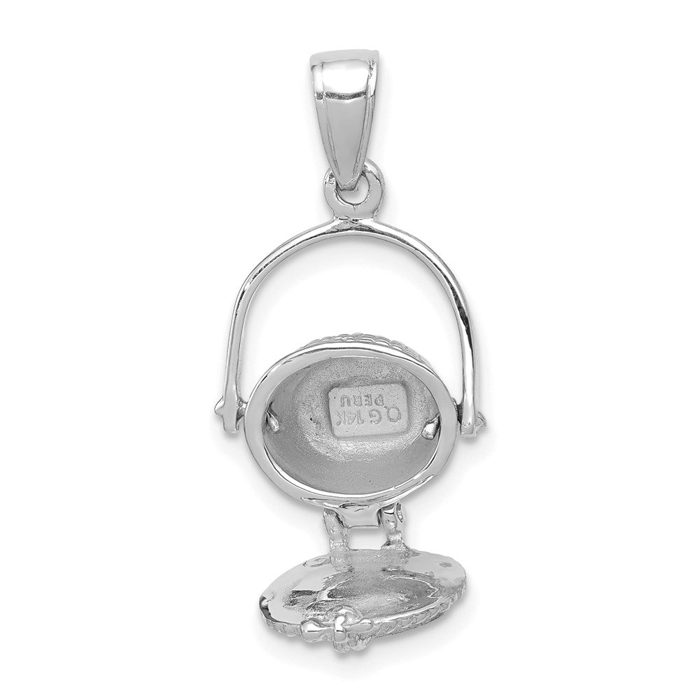 14k White Gold 3-D Nantucket Basket Charm