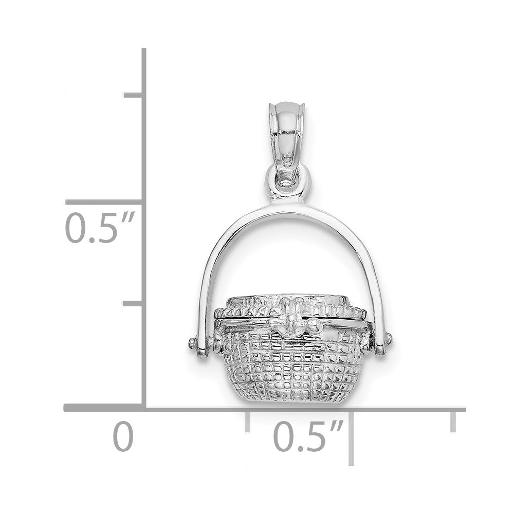 14k White Gold 3-D Nantucket Basket Charm