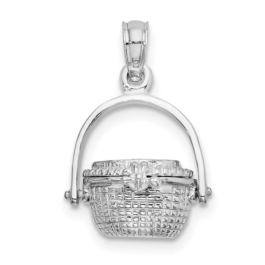 14k White Gold 3-D Nantucket Basket Charm