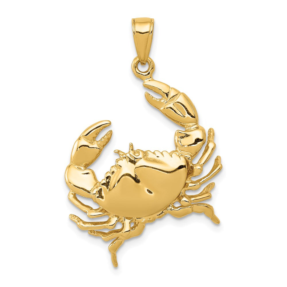 14k Yellow Gold Stone Crab with Claw Extended Pendant