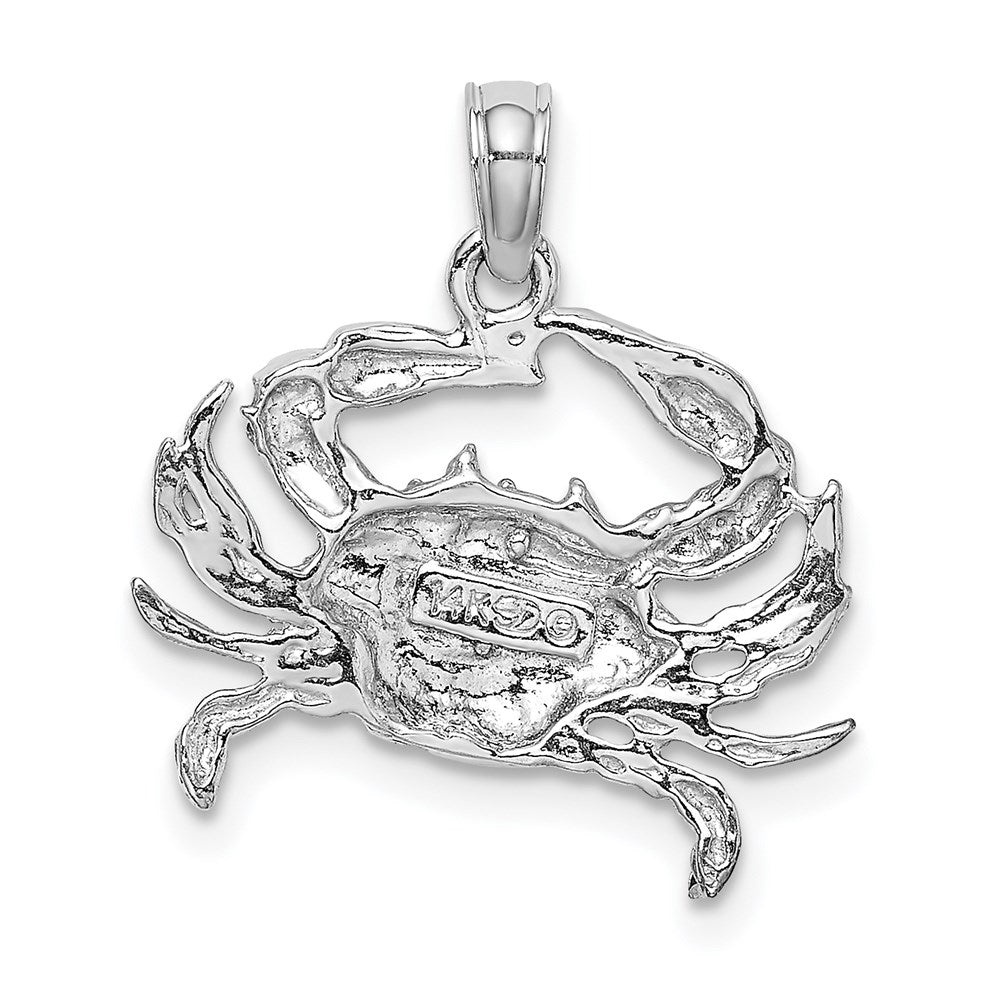 14k White Gold Blue Crab Charm