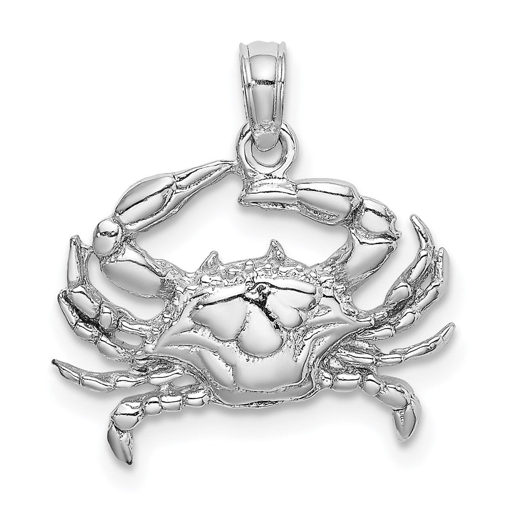 14k White Gold Blue Crab Charm