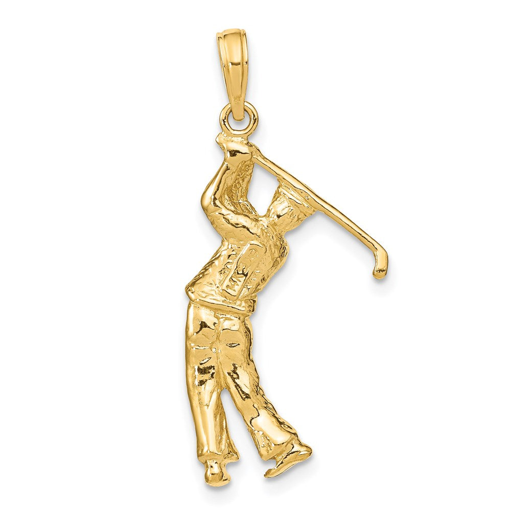 14k Yellow Gold 3-D Golfer in Swing Charm