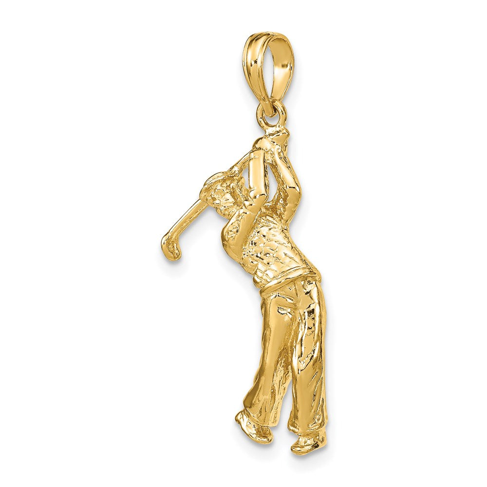 14k Yellow Gold 3-D Golfer in Swing Charm