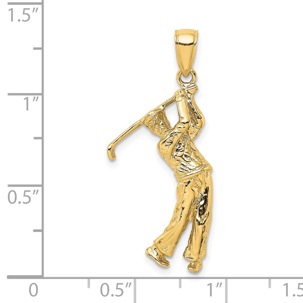 14k Yellow Gold 3-D Golfer in Swing Charm