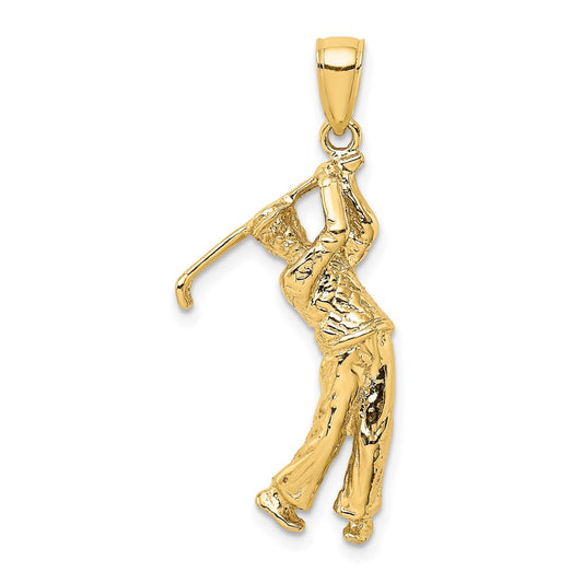 14k Yellow Gold 3-D Golfer in Swing Charm