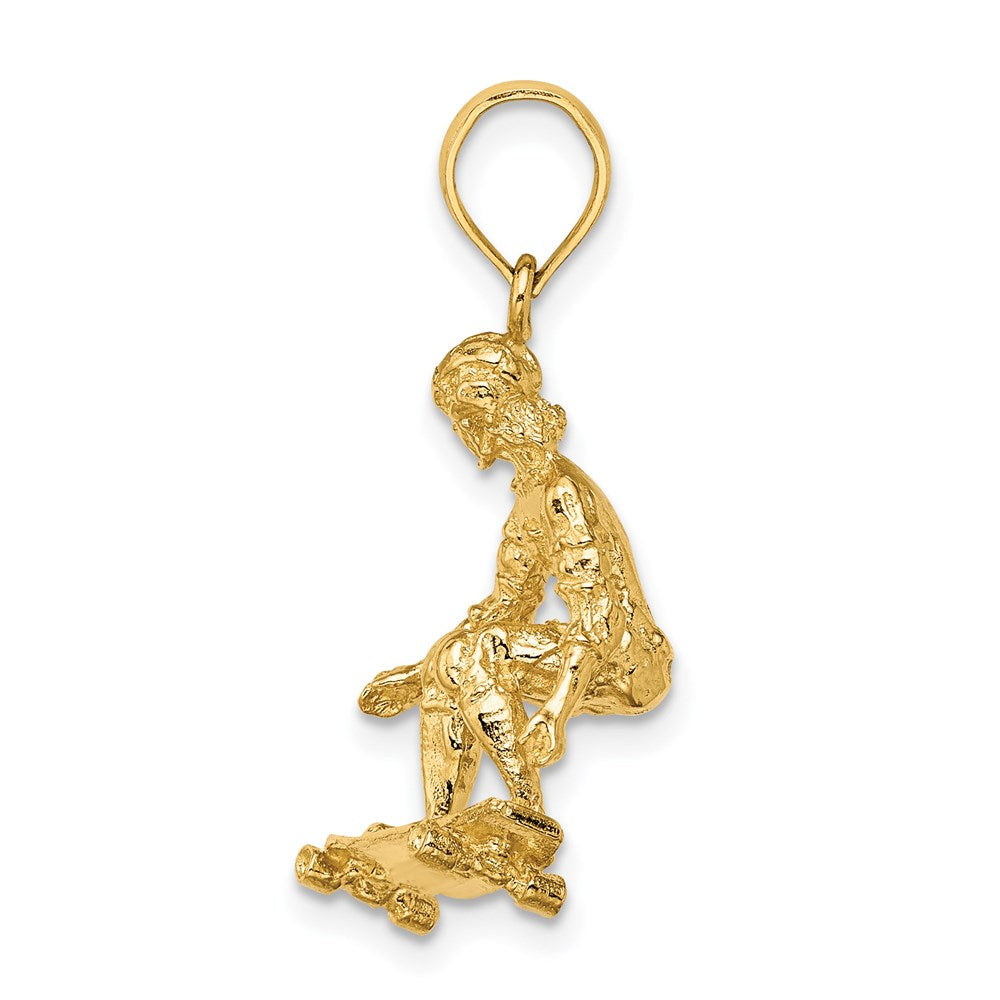 14k Yellow Gold 3-D Skateboarder Charm