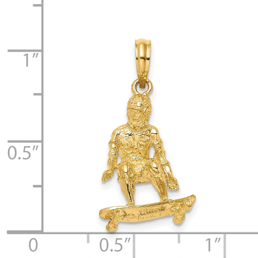 14k Yellow Gold 3-D Skateboarder Charm