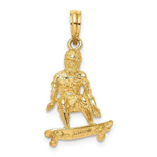 14k Yellow Gold 3-D Skateboarder Charm