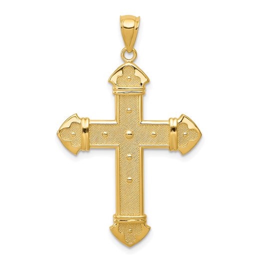 14k Yellow Gold Budded Cross Pendant