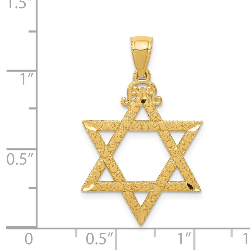 14k Yellow Gold Diamond-cut Star of David Pendant