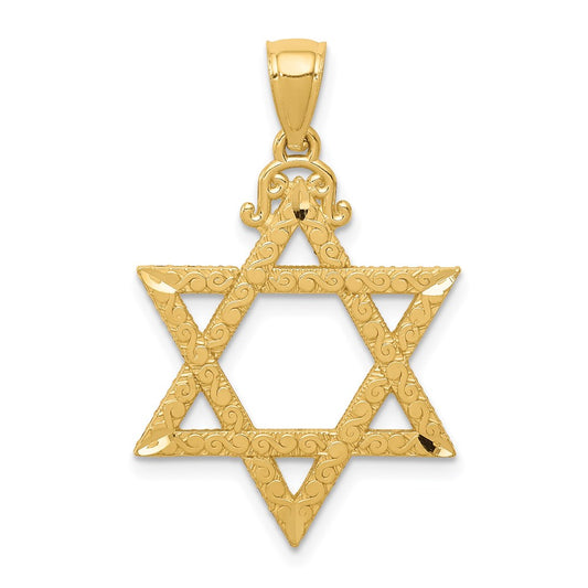 14k Yellow Gold Diamond-cut Star of David Pendant