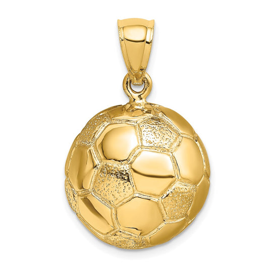 14k Yellow Gold 3-D Soccerball Charm