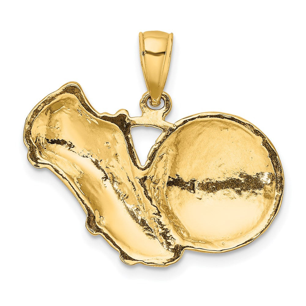 14k Yellow Gold Soccer Shoe Kicking Ball Charm