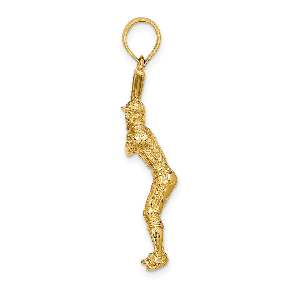 14k Yellow Gold 3-D Baseball Player with Bat Charm