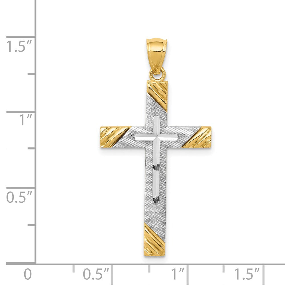 14k Two-tone Gold Two-tone Gold Diamond-cut Cross Pendant