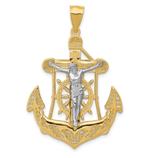 14k Two-tone Gold Mariner's Cross Pendant