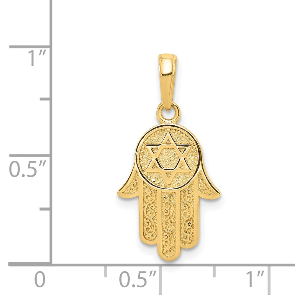 14k Yellow Gold Jewish Hand of God w/Star of David Pendant