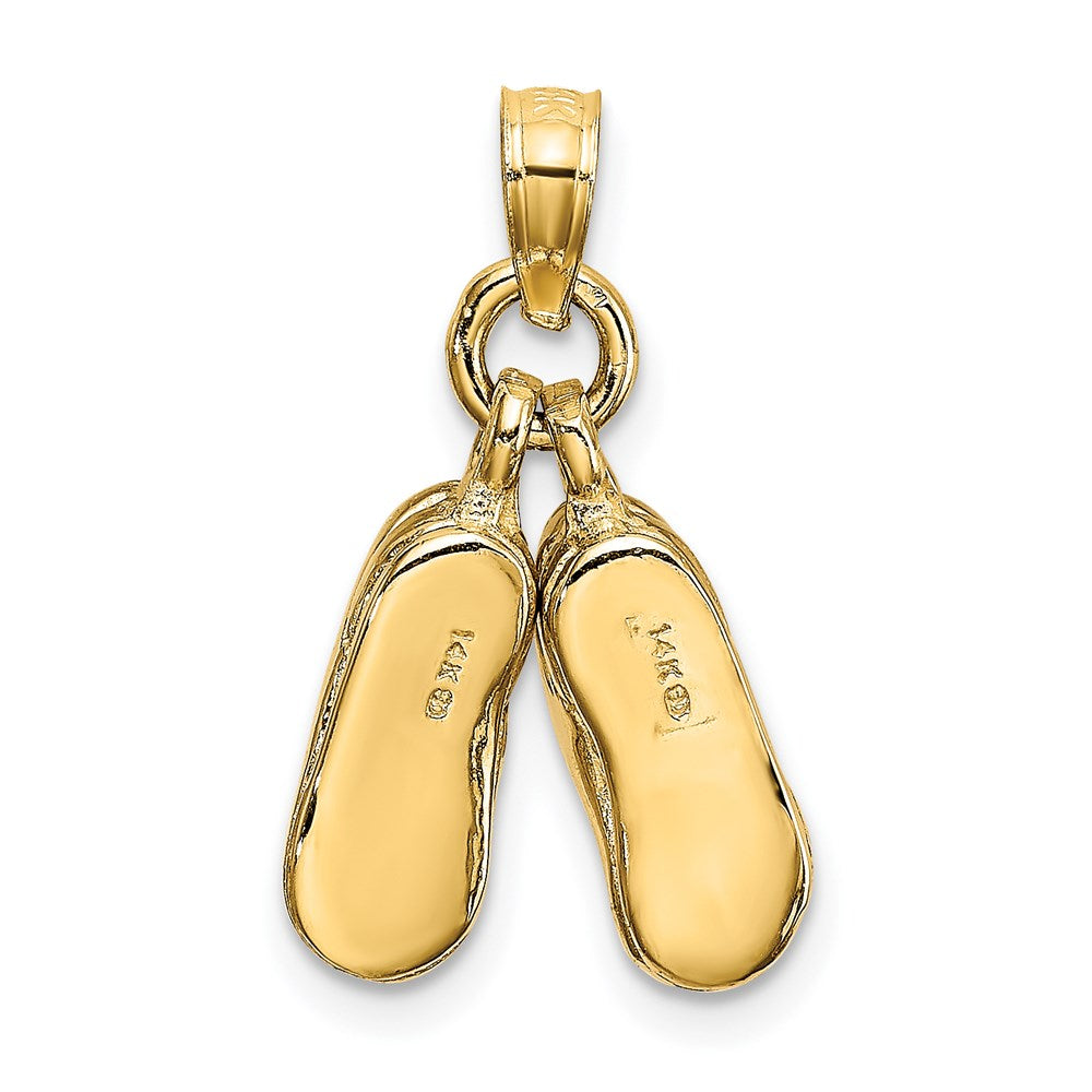 14k Yellow Gold 3-D Moveable Baby Booties Charm