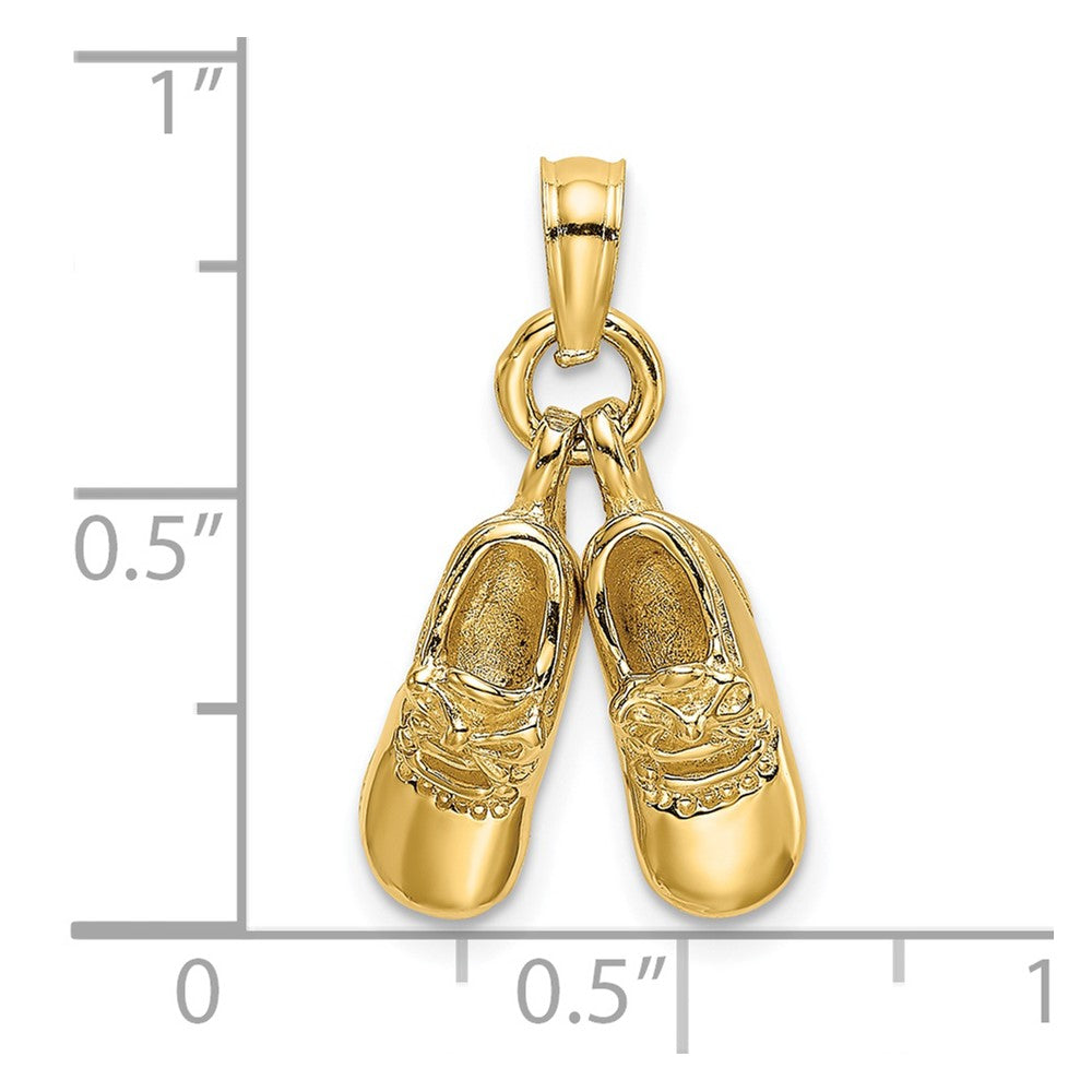 14k Yellow Gold 3-D Moveable Baby Booties Charm