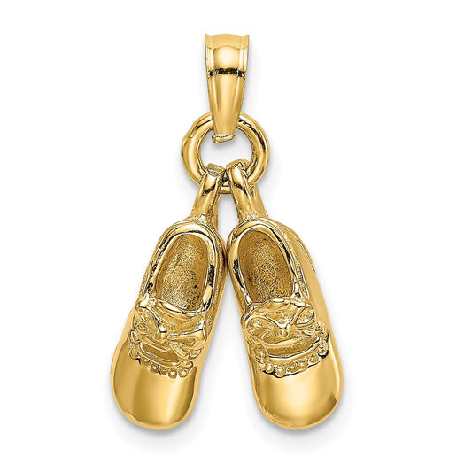 14k Yellow Gold 3-D Moveable Baby Booties Charm