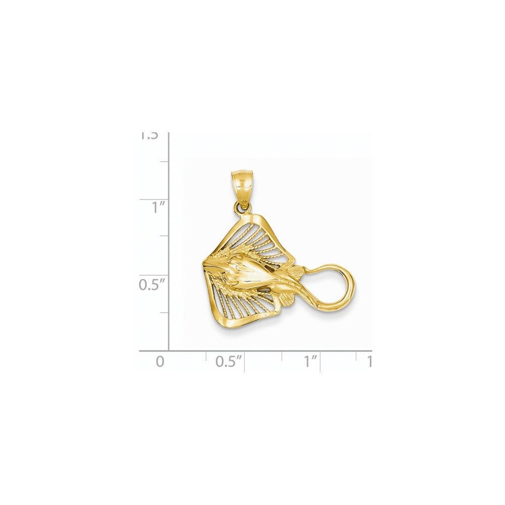 14k Yellow Gold Filigree Stingray Pendant