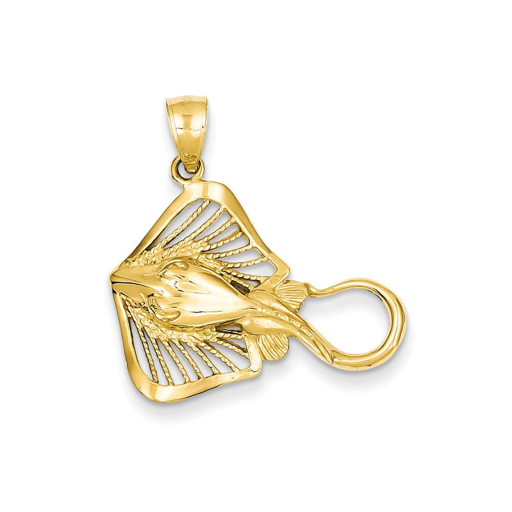 14k Yellow Gold Filigree Stingray Pendant