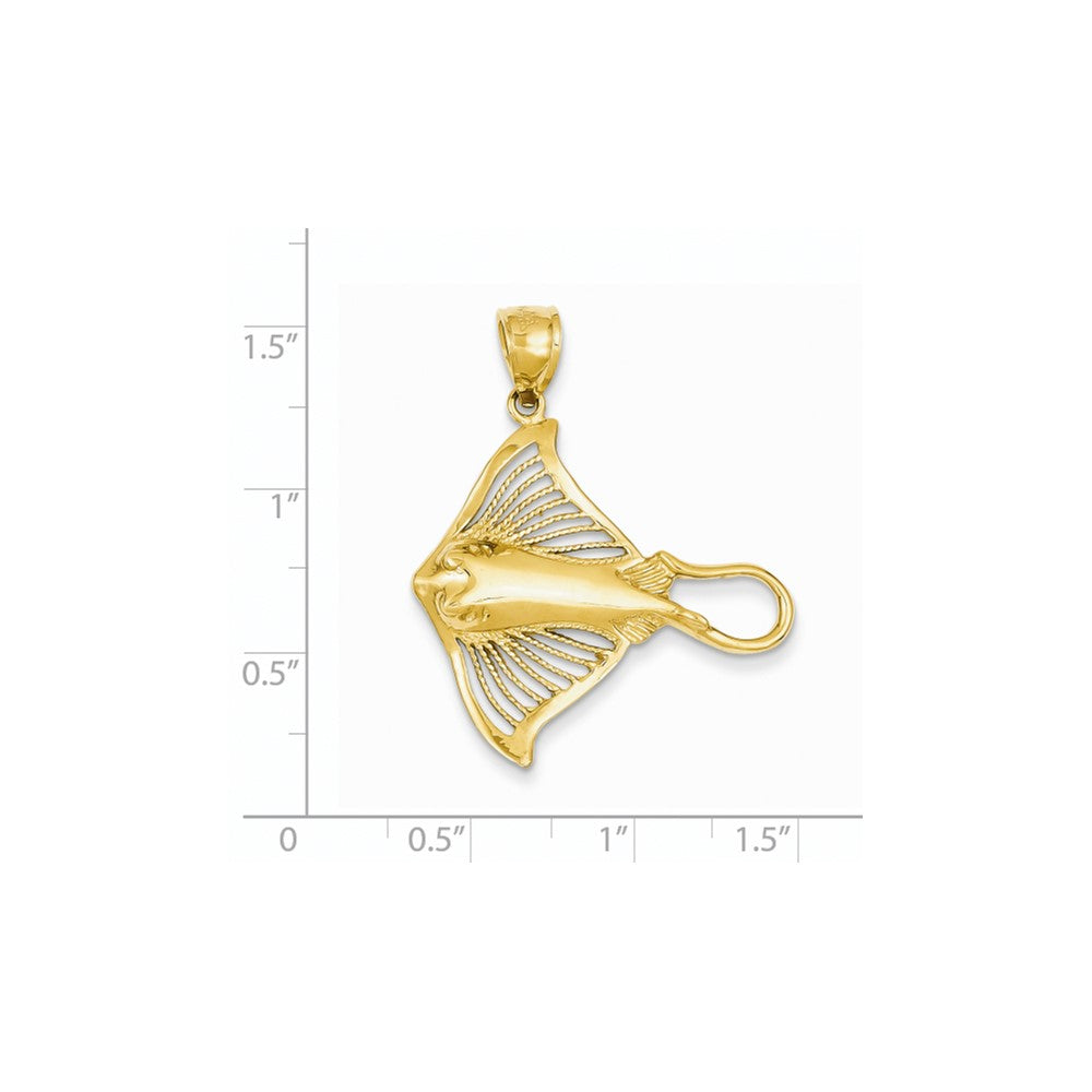 14k Yellow Gold Filigree Stingray Pendant