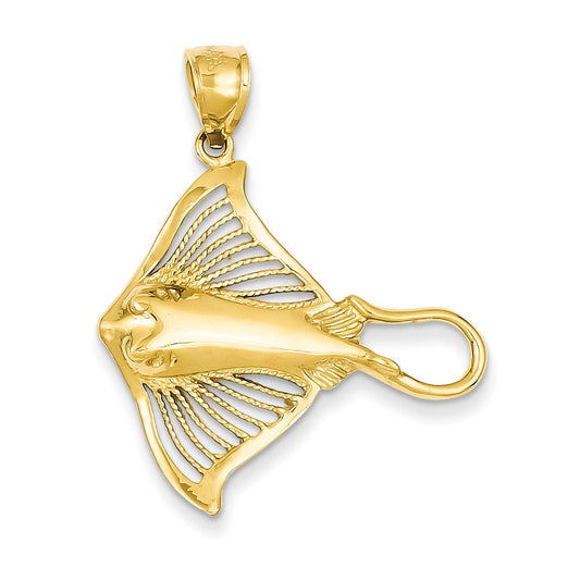 14k Yellow Gold Filigree Stingray Pendant