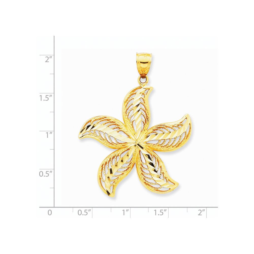 14k Yellow Gold Diamond-cut Filigree Starfish Pendant