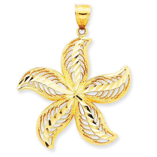 14k Yellow Gold Diamond-cut Filigree Starfish Pendant