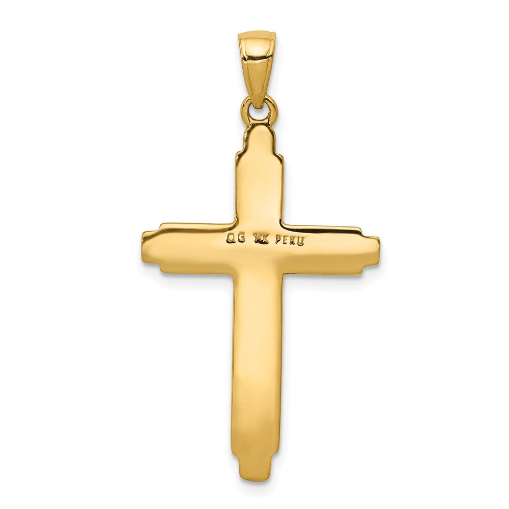 14k Yellow Gold Textured Outline Cross Pendant