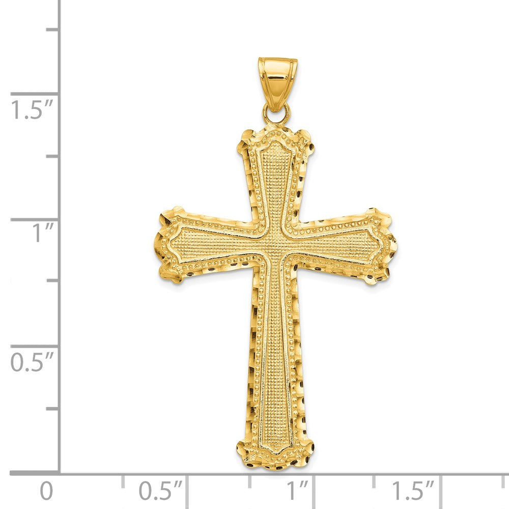 14k Yellow Gold Diamond-cut Cross Pendant