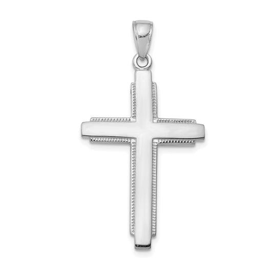 14k White Gold Solid Cross Pendant