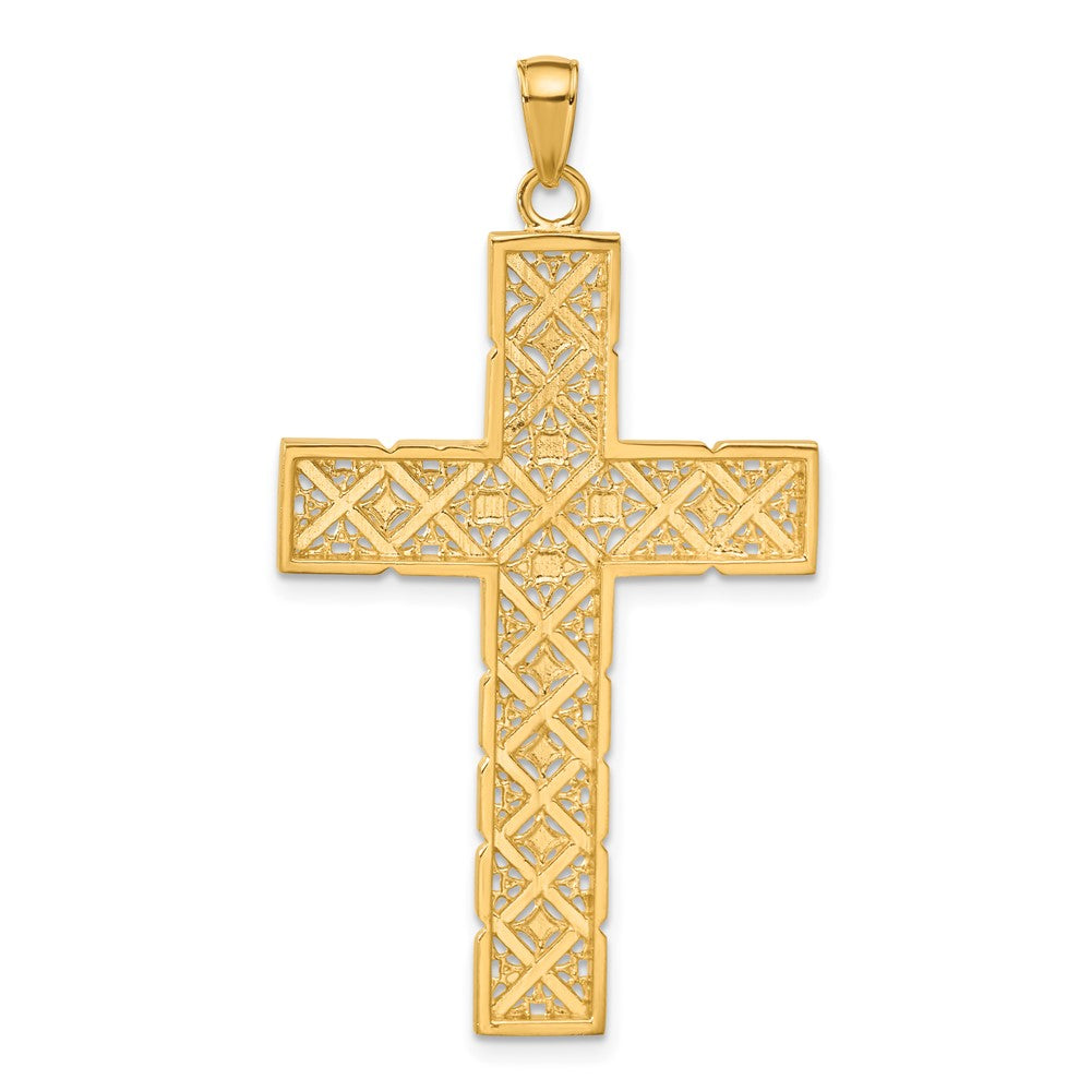 14k Yellow & Rhodium Gold w/Rhodium Latin Cross Pendant