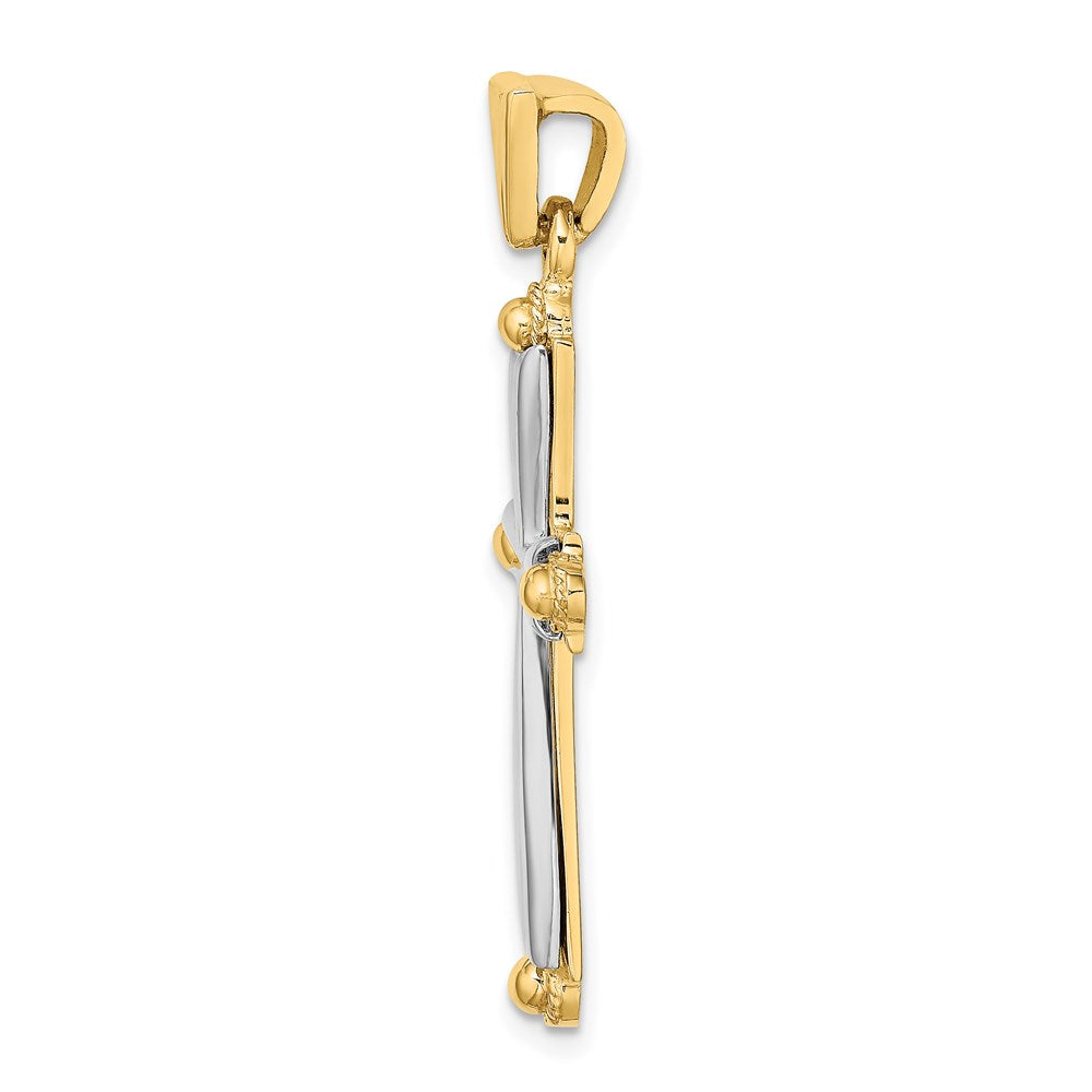 14k Two-tone Gold Solid Fashion Cross Charm