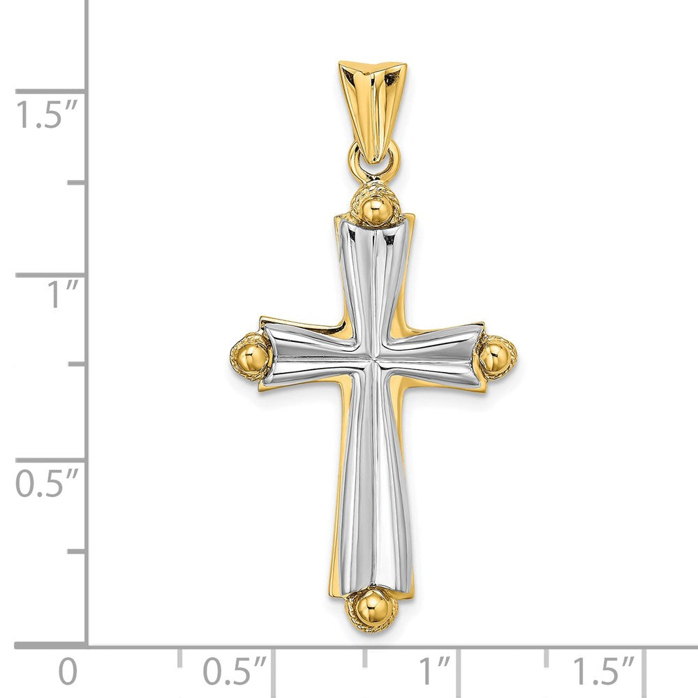 14k Two-tone Gold Solid Fashion Cross Charm