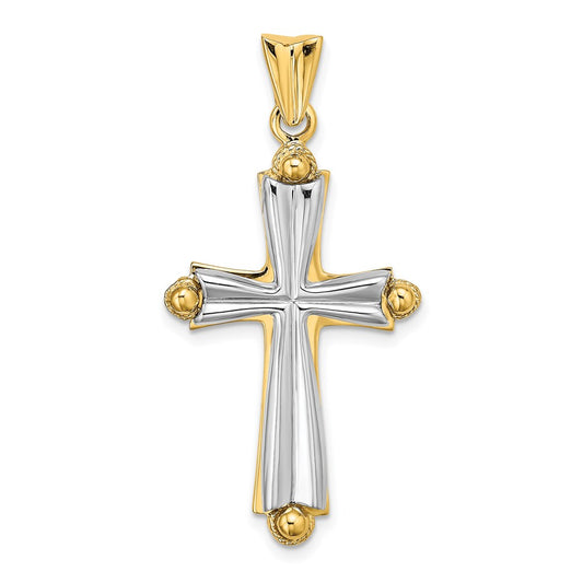 14k Two-tone Gold Solid Fashion Cross Charm