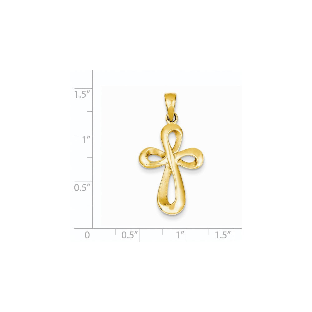 14k Yellow Gold Polished & Satin Figure 8 Cross Pendant