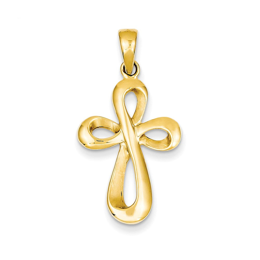 14k Yellow Gold Polished & Satin Figure 8 Cross Pendant