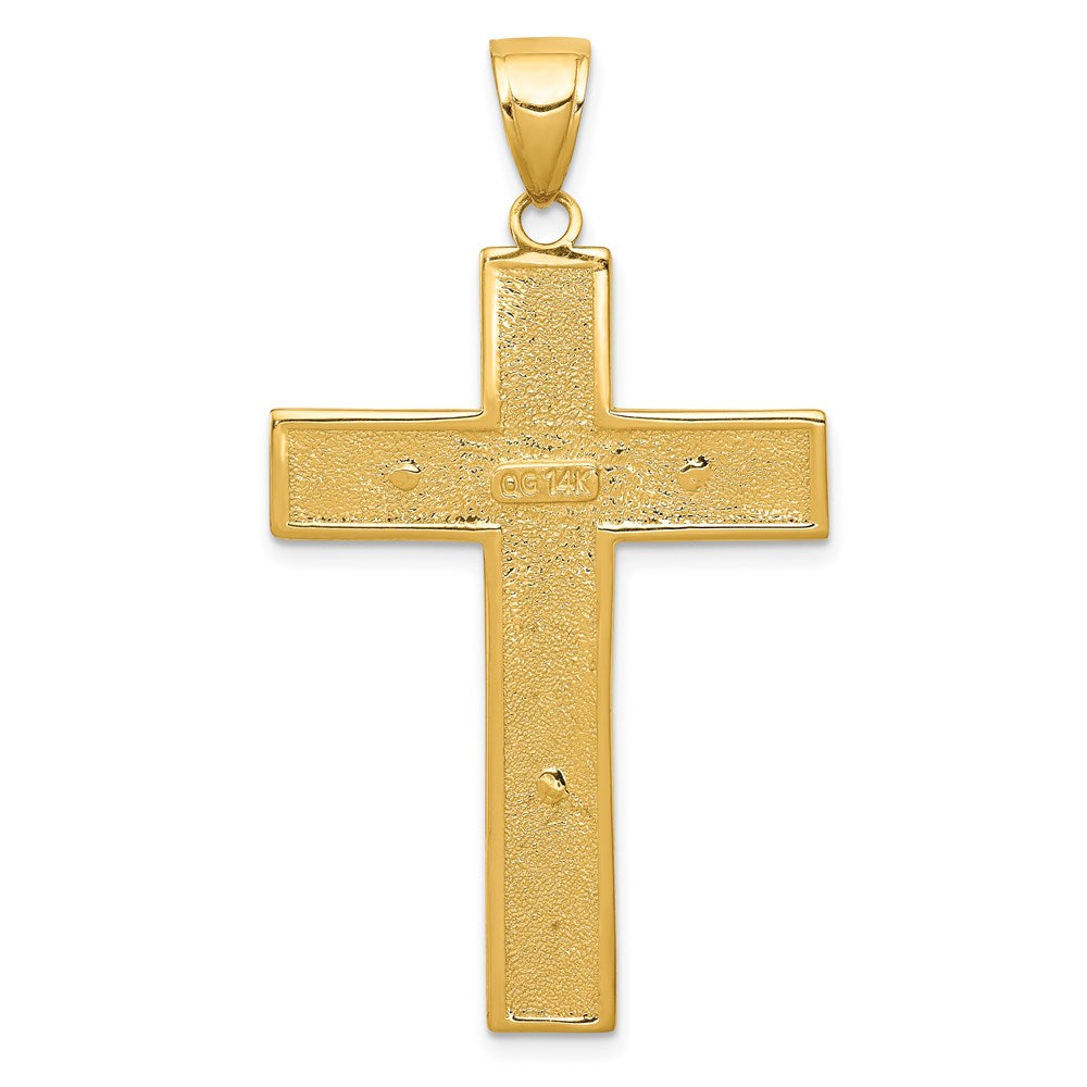 14k Yellow Gold Textured Crucifix Latin Cross Pendant