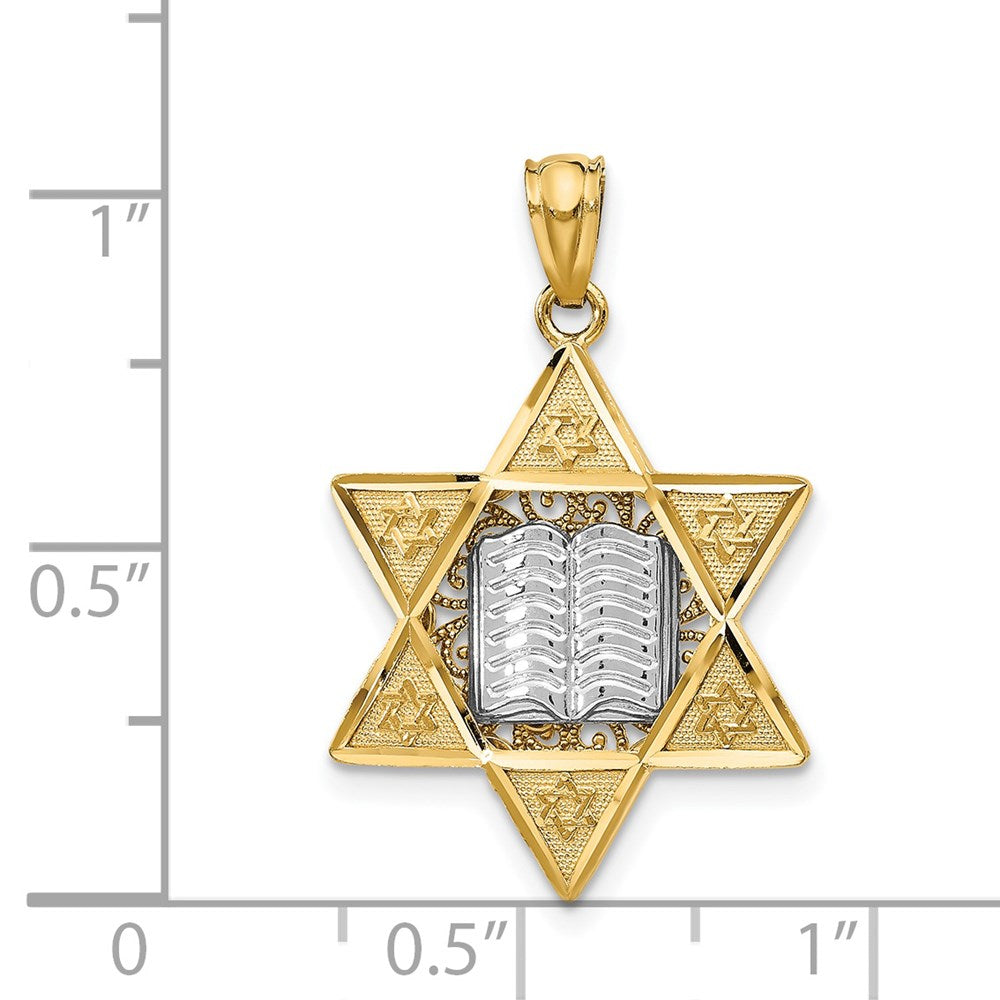 14k Two-tone Gold Star of David Pendant