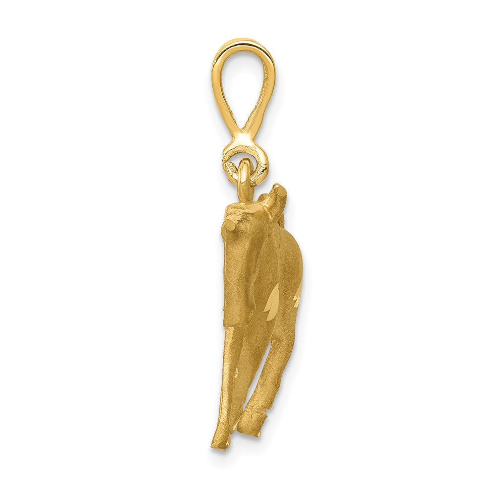 14k Yellow Gold Satin Diamond-cut Taurus Zodiac Charm