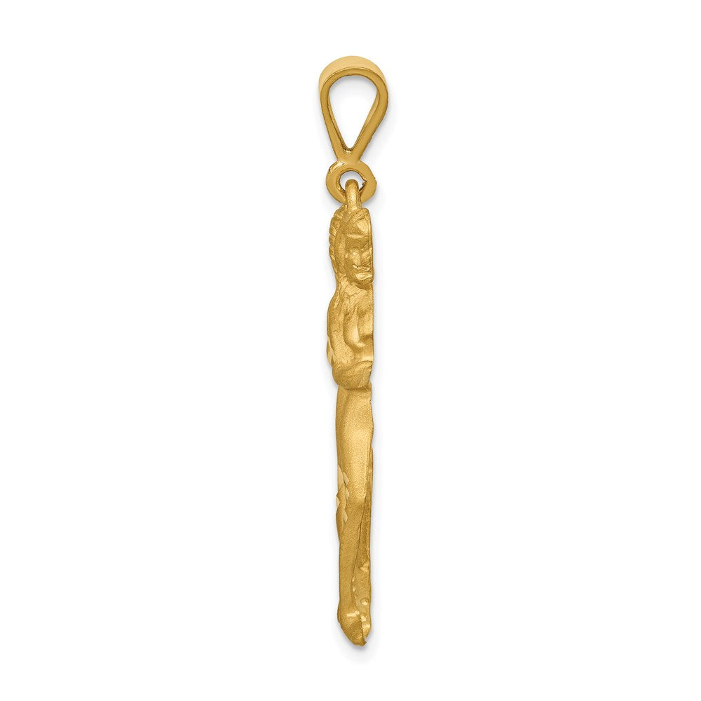 14k Yellow Gold Satin Diamond-cut Gemini Zodiac Charm