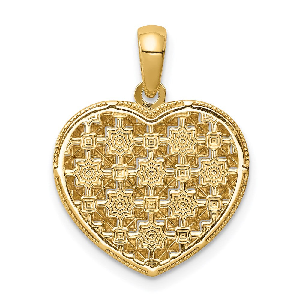 10K Yellow Gold Woven Pattern Heart selling Dainty Pendant For Women