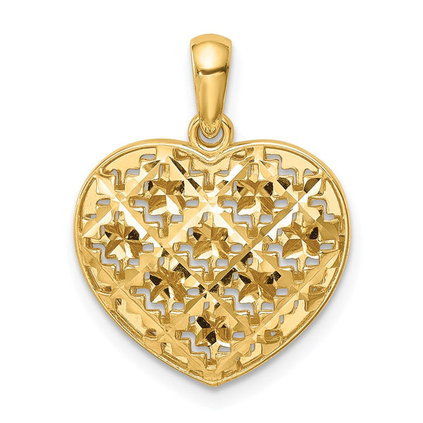 14K Yellow Gold 3-D Heart deals Pendant Charm 3/4