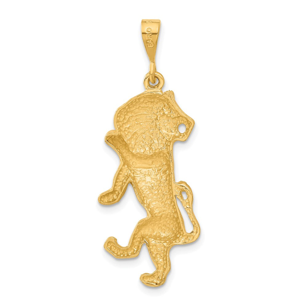 14k Yellow Gold Satin Diamond-cut Leo Zodiac Charm