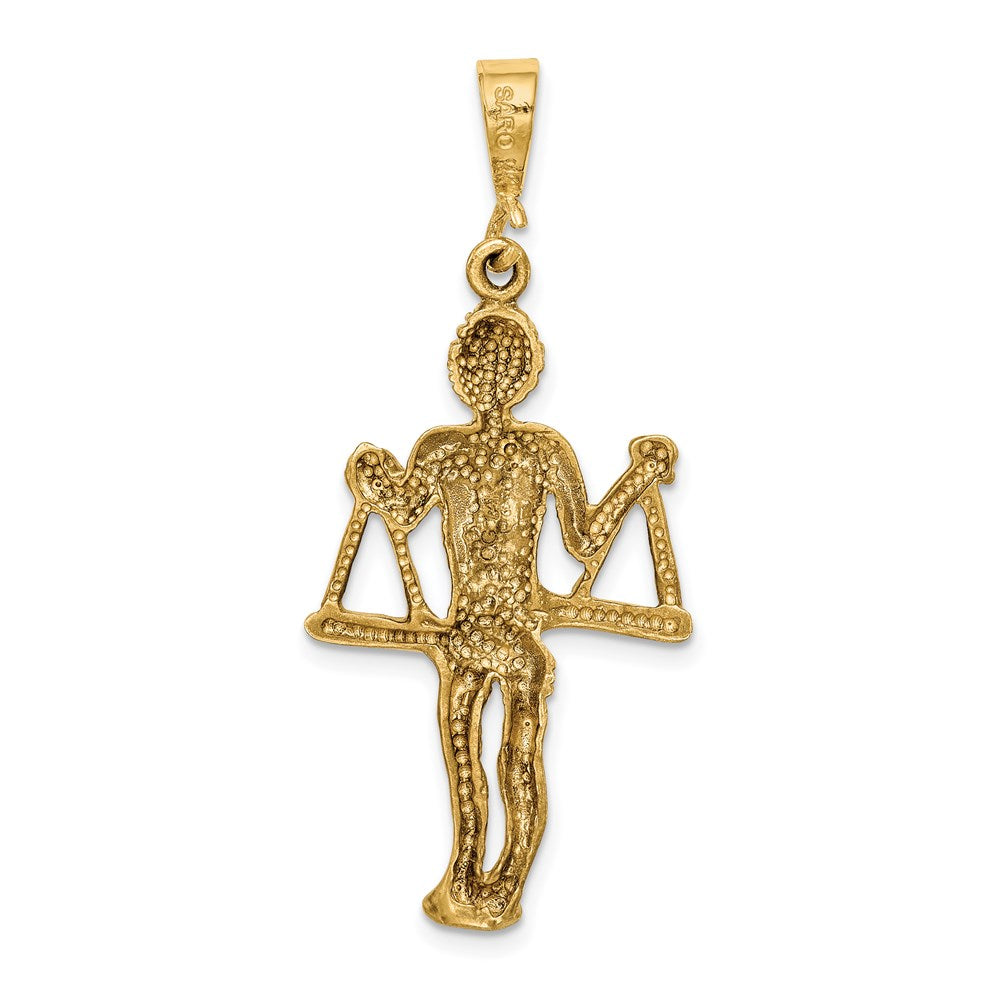 14k Yellow Gold Satin Diamond-cut Libra Zodiac Charm